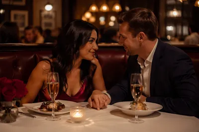 Romantic Anniversary Dinner in Elegant Restaurant