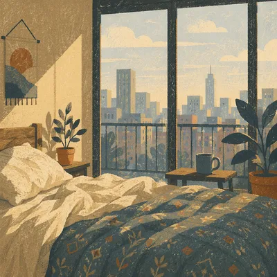 Quiet Apartment Morning Coffee with City View