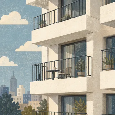 Morning Coffee on Modern Apartment Balcony