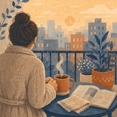 Peaceful Balcony Coffee at Sunrise