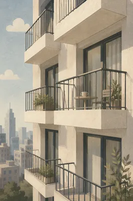 Morning Coffee on Urban Apartment Balcony
