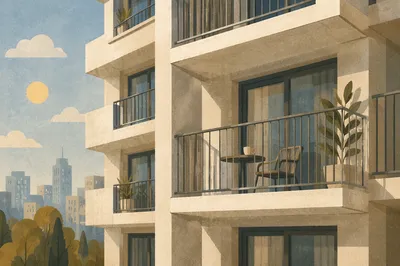 Morning Coffee on Urban Apartment Balcony