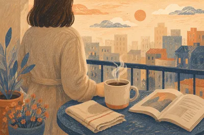 Quiet Morning Coffee on City Balcony