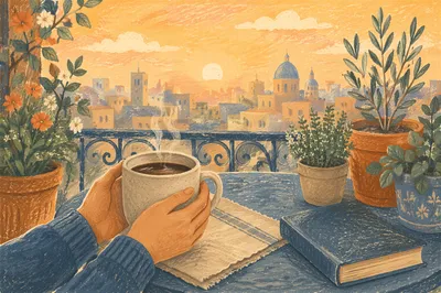 Quiet Balcony Coffee at Sunrise