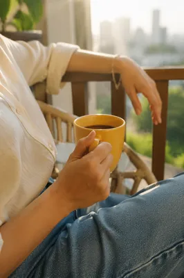Morning Coffee on Apartment Balcony