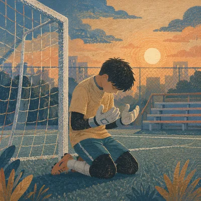 Goalkeeper Kneeling in Sunrise Prayer