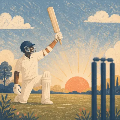 Kneeling Bat Athlete at Sunrise