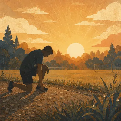 Praying Athlete at Sunrise Sports Field