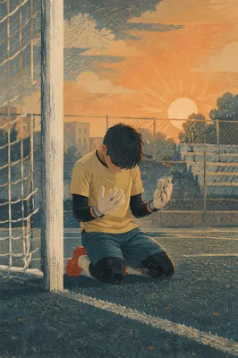 Goalkeeper Kneeling in Sunrise Prayer
