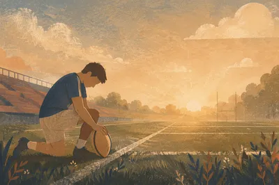 Praying Athlete at Sunrise Sports Field