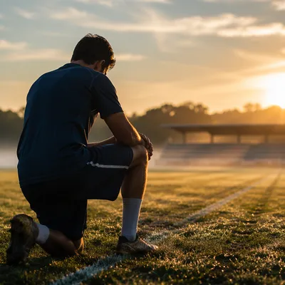 Praying Athlete at Sunrise Sports Field