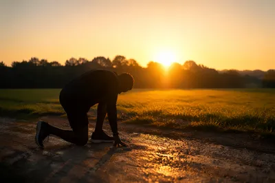 Praying Athlete at Sunrise Field