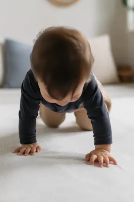 Playful Baby Crawling in Soft Morning Light