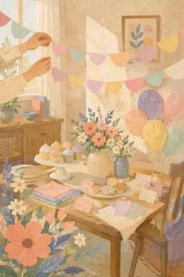 Pastel Baby Shower Decor in Sunlit Room