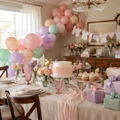 Pastel Baby Shower Dining Room Celebration