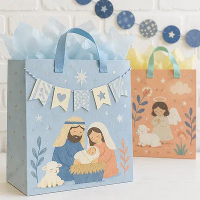 Pastel Baby Shower Gift Bags Display