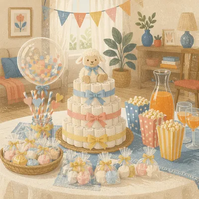 Pastel Baby Shower Gift Table Celebration