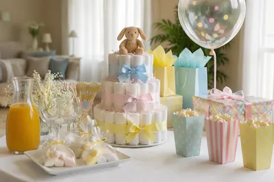 Pastel Baby Shower Gift Table Celebration