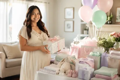 Pastel Baby Shower Gift Table Scene