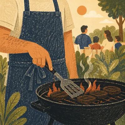 Summer Backyard Barbecue Family Gathering Scene
