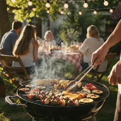 Warm Backyard Barbecue Family Summer Gathering
