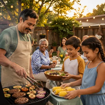 Golden Hour Family Backyard Barbecue Gathering