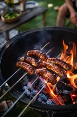 Backyard Fire Pit Sausages at Summer Gathering