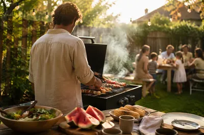 Summer Backyard Barbecue Family Gathering Scene