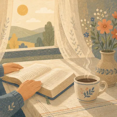 Morning Bible Study by a Sunny Window