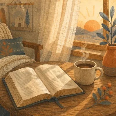 Morning Bible and Coffee by Window