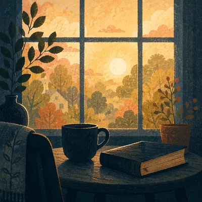 Coffee Cup and Bible by Window