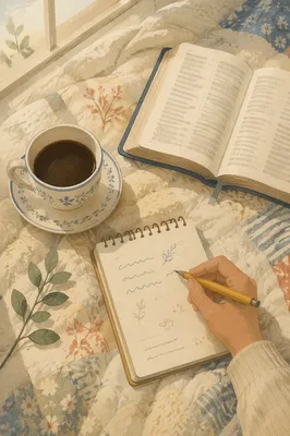 Morning Bible Study with Coffee by Window