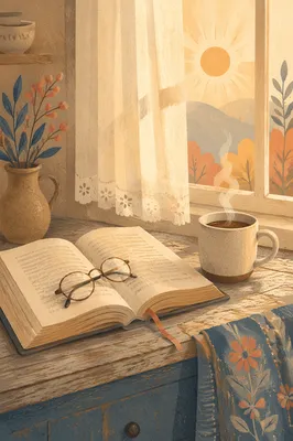 Peaceful Morning Bible and Coffee by Window