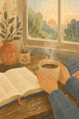 Open Bible and Coffee by Window