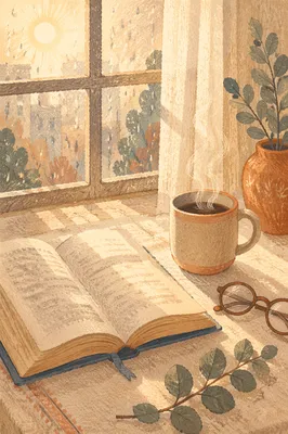 Morning Bible Devotion by Rainy Window