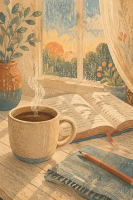 Open Bible and Coffee by Window