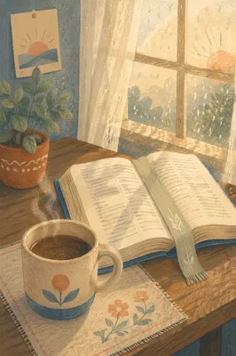 Open Bible and Coffee by Window