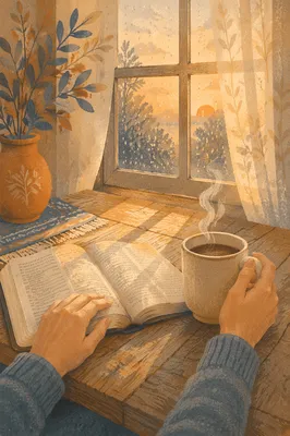 Open Bible and Coffee by Window