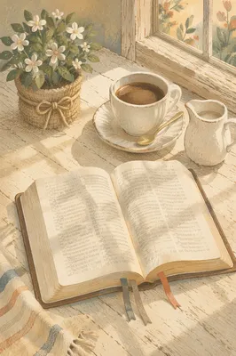 Quiet Morning Bible and Coffee by Window