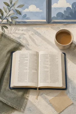 Morning Bible and Coffee by Window