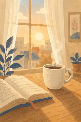 Quiet Morning Bible and Coffee by Window
