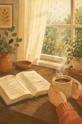 Open Bible and Coffee by Window