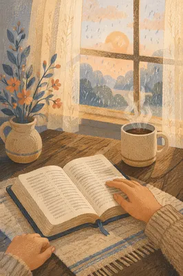 Open Bible and Coffee by Window