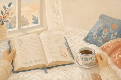Morning Bible Study with Coffee by Window