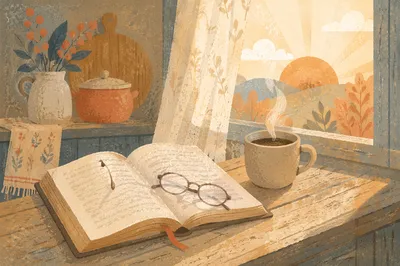Peaceful Bible and Coffee by Morning Window
