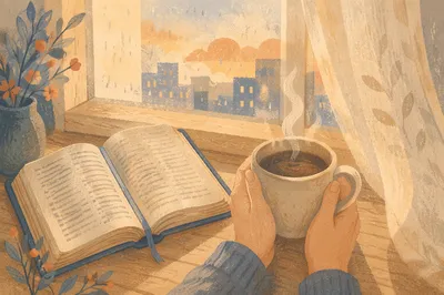 Quiet Morning Bible and Coffee by Window