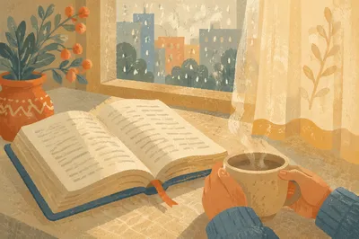Peaceful Bible and Coffee Morning by Window