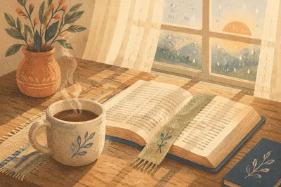 Open Bible and Coffee by Window