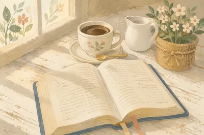 Morning Bible and Coffee by Window