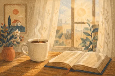 Morning Bible and Coffee by Window